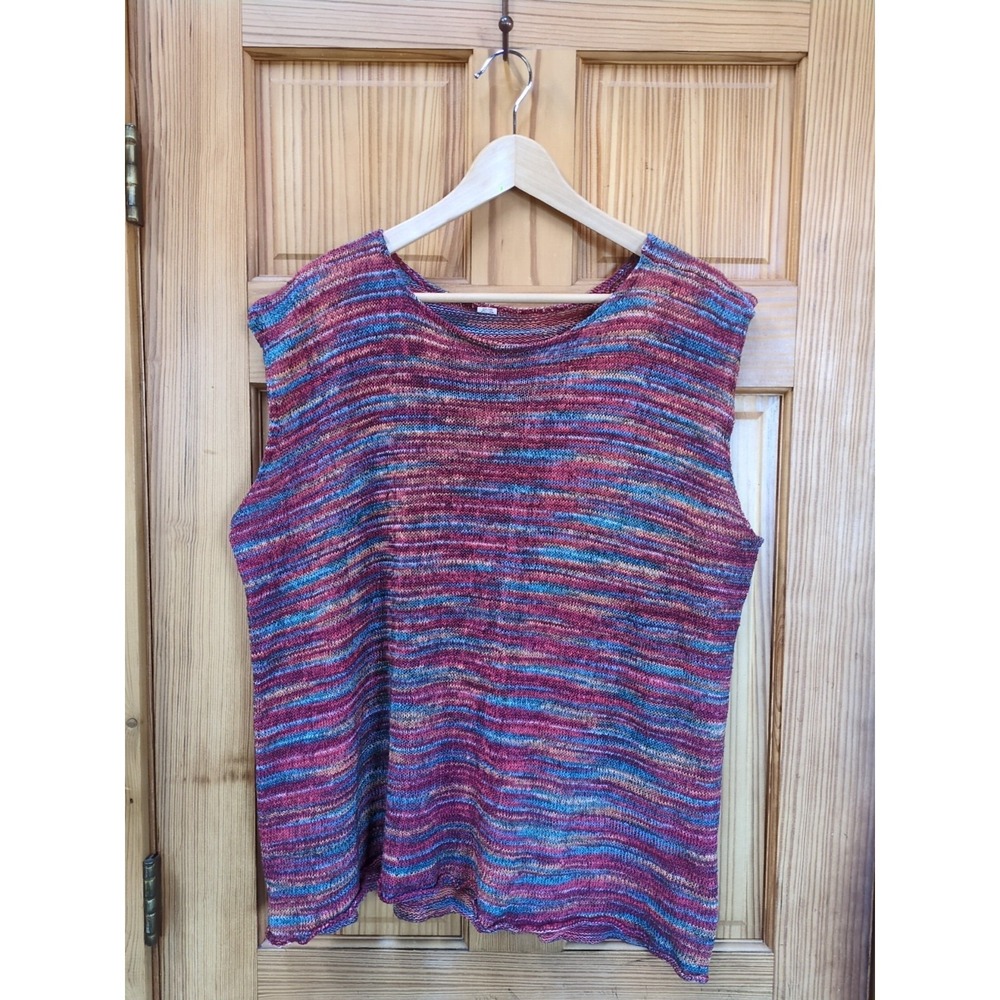 Knit XL Stretchy Variegated 100% Nepal Cotton Tank Top Vest Lightweight Travel
